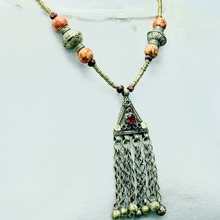 Load image into Gallery viewer, Vintage Afghan Kuchi Pendant Necklace With Beaded Chain