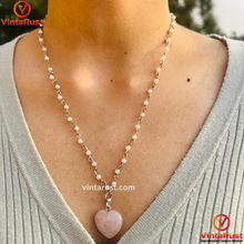 Load image into Gallery viewer, Elegant Calcite Stone Heart Pendant Necklace