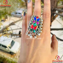 Load image into Gallery viewer, Multicolor Glass Stones Kuchi Statement Ring