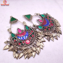 Load image into Gallery viewer, Kuchi Multicolor Glass Stones Antique Massive Earrings