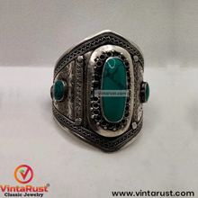 Load image into Gallery viewer, Vintage Turquoise Stone Cuff Bracelet
