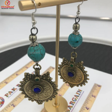 Load image into Gallery viewer, Vintage Coins and Stone Dangle Earrings