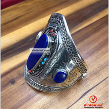 Load image into Gallery viewer, Blue Lapis Stone Cuff Bracelet With Beads