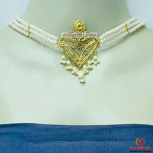 Load image into Gallery viewer, Pearls Beaded Motif Choker Necklace With Earrings Jewelry Set