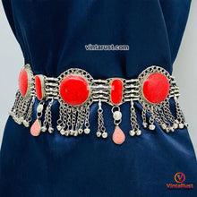 Load image into Gallery viewer, Vintage Coral Stone Belly Dance Belt, Afghan Belt
