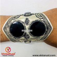 Load image into Gallery viewer, Kuchi Tribal Black Stone Cuff Bracelet