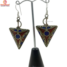 Load image into Gallery viewer, Triangle Shaped Dangle Earrings, Nepalese Earrings