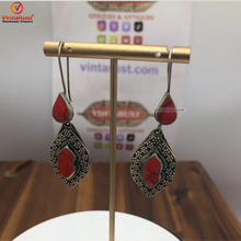 Load image into Gallery viewer, Tribal Handmade Glass Stone Earrings