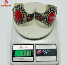 Load image into Gallery viewer, Adjustable Red Coral Gemstone Wide Bracelet