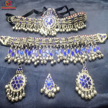 Load image into Gallery viewer, Blue Glass Stones Ethnic jewellery Set