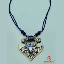 Load image into Gallery viewer, Handmade Lapis Lazuli Necklace with Silver Blue Stone Ring