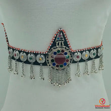 Load image into Gallery viewer, Silver Kuchi Tribal Belly Belt, Ethnic Kuchi Belly Dance Belt