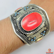 Load image into Gallery viewer, Ethnic Tribal Stone Adjustable Handcuff Bracelet