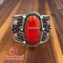 Load image into Gallery viewer, Handmade Stones Bracelet With Turquoise and Red Beads