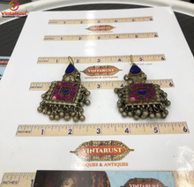 Load image into Gallery viewer, Ethnic Stone Square Shaped Earrings With Small Bells