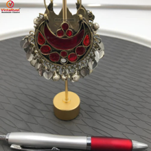 Load image into Gallery viewer, Tribal Kuchi Red Stones Earrings