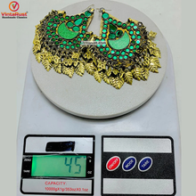 Load image into Gallery viewer, Boho Green Oversized Kuchi Classic Earrings