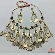 Load image into Gallery viewer, Tribal Coins Choker Necklace & Dangle Earrings Jewelry Set