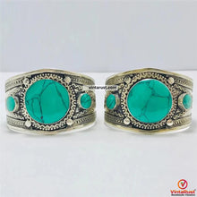 Load image into Gallery viewer, Round Shaped Stones Boho Tribal Cuff