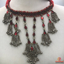 Load image into Gallery viewer, Boho Tribal Red Glass Stones Choker Necklace
