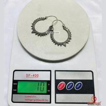 Load image into Gallery viewer, Handmade Oxidized Silver Tribal Hoop Earrings