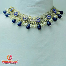 Load image into Gallery viewer, Blue Glass Stones Silver Kuchi Jewelry Set