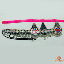Load image into Gallery viewer, Silver Kuchi Tribal Belly Belt, Ethnic Kuchi Belly Dance Belt
