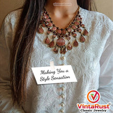 Load image into Gallery viewer, Brown Tribal Beaded Chain Choker Necklace