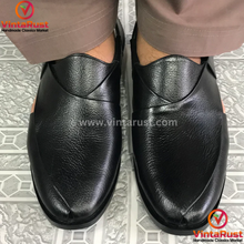 Load image into Gallery viewer, Handcrafted Unique Black Peshawari Men's Chappal