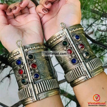 Load image into Gallery viewer, Gypsy Cuff Inlaid With Multicolor Glass Stones