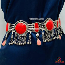 Load image into Gallery viewer, Vintage Coral Stone Belly Dance Belt, Afghan Belt