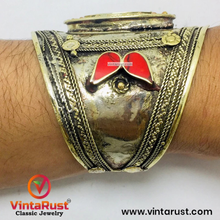 Load image into Gallery viewer, Antique Handmade Boho Stone Cuff Bracelet