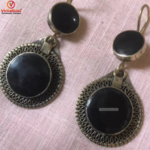 Load image into Gallery viewer, Tribal Antique Black Stone Earrings