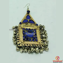 Load image into Gallery viewer, Pure Vintage Blue Dangle Earrings With Bells
