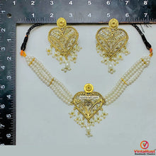Load image into Gallery viewer, Pearls Beaded Motif Choker Necklace With Earrings Jewelry Set