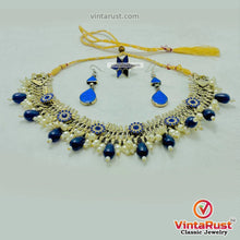 Load image into Gallery viewer, Blue Glass Stones Silver Kuchi Jewelry Set