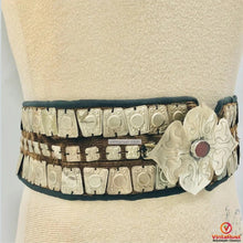 Load image into Gallery viewer, Turkman Belly Belt, Vintage Tribal Belt With Silver Motif