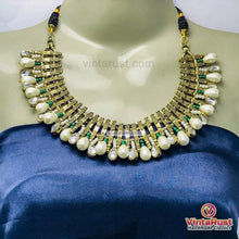 Load image into Gallery viewer, Handmade Tribal Metal Choker Necklace with Pearls