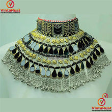 Load image into Gallery viewer, Black Kuchi Choker Afghan Necklace