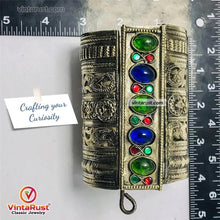 Load image into Gallery viewer, Vintage Blue and Green Glass Stones Handcuff Bracelet