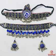 Load image into Gallery viewer, Blue Glass Stones Ethnic jewellery Set