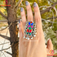 Load image into Gallery viewer, Multicolor Glass Stones Kuchi Statement Ring