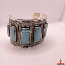 Load image into Gallery viewer, Turquoise Stone Handmade Tribal Ethnic Bracelet