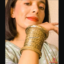 Load image into Gallery viewer, Tribal Golden Massive Handcuff Hinged Bracelet