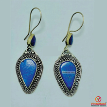 Load image into Gallery viewer, Handmade Long Dangle Lapis Lazuli Stone Earrings