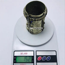 Load image into Gallery viewer, Antique Afghan Cuff Bracelet With Blue Glass Stones