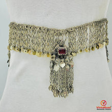 Load image into Gallery viewer, Tribal Silver Kuchi Belly Belt With Dangling Tassels