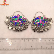 Load image into Gallery viewer, Antique Glass Stones Kuchi Earrings