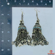 Load image into Gallery viewer, Long Kuchi Antique Earrings with Tassels