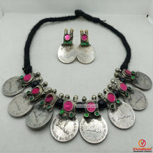 Load image into Gallery viewer, Vintage Coins Antique With Glass Stones jewelry set